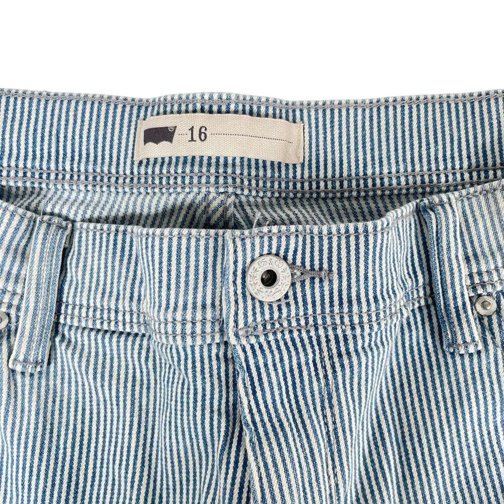 LEVI'S Womens 16 / 36  Pinstripe Denim Mid Length Shorts